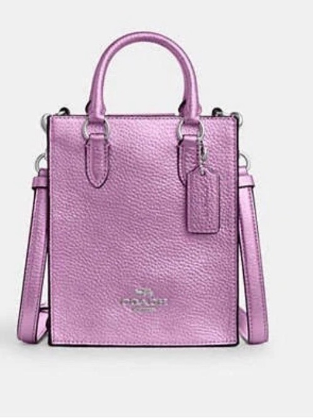 Coach Metallic Rose Lilac Leather North South Mini Tote PROM BAG